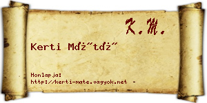Kerti Máté névjegykártya